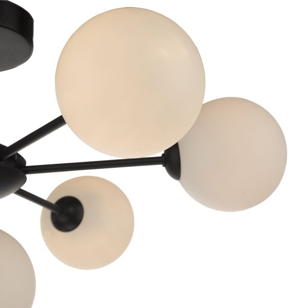 Cohen 7 Light Semi Flush Matt Black Opal Glass - Image 2