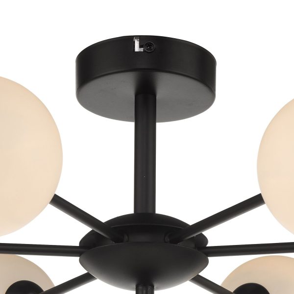 Cohen 7 Light Semi Flush Matt Black Opal Glass - Image 5