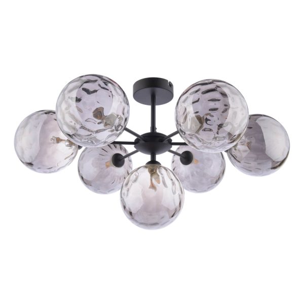 Cohen 7 Light Semi Flush Matt Black Smoked Glass - Image 2