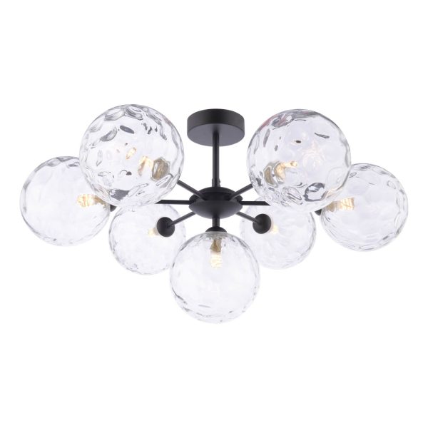 Cohen 7 Light Semi Flush Matt Black Moulded Glass