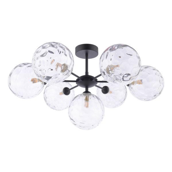 Cohen 7 Light Semi Flush Matt Black Moulded Glass - Image 2