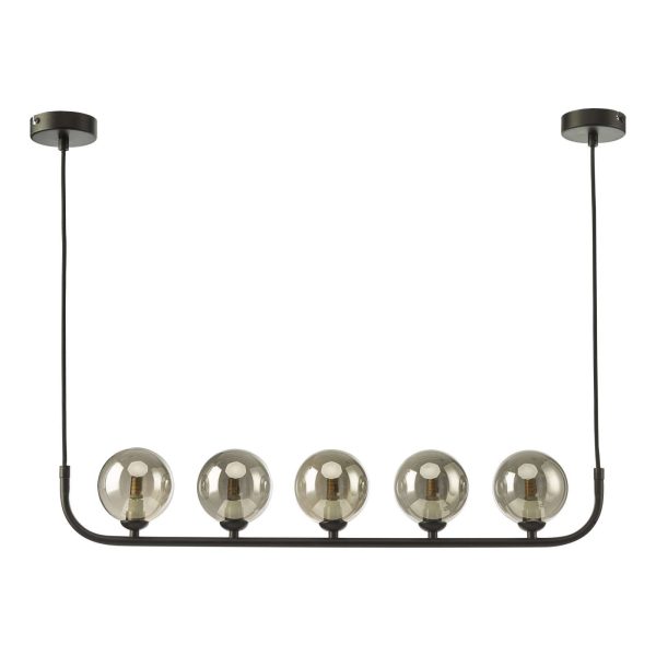 Cradle 5 Light Bar Pendant Matt Black With Smoked Glass - Image 2