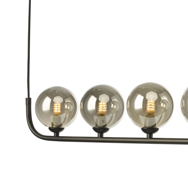 Cradle 5 Light Bar Pendant Matt Black With Smoked Glass - Image 3