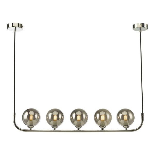 Cradle 5 Light Bar Pendant Polished Chrome Smoked Glass