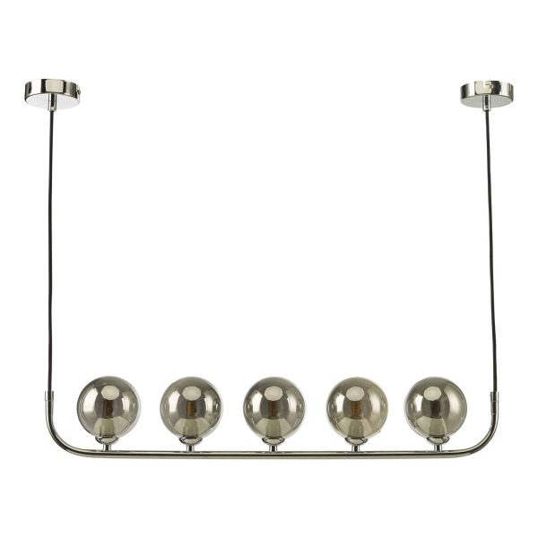 Cradle 5 Light Bar Pendant Polished Chrome Smoked Glass - Image 2