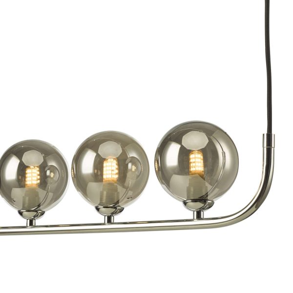 Cradle 5 Light Bar Pendant Polished Chrome Smoked Glass - Image 3