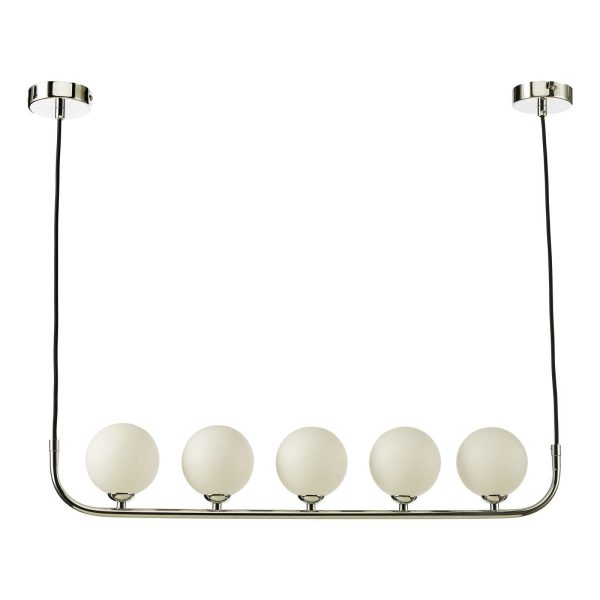 Cradle 5 Light Bar Pendant Polished Chrome Opal Glass - Image 2