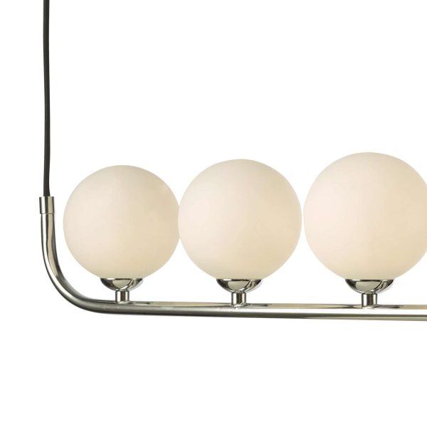 Cradle 5 Light Bar Pendant Polished Chrome Opal Glass - Image 3