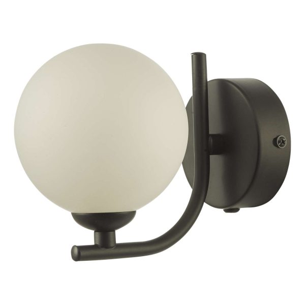 Cradle 1 Light Wall Light Matt Black Opal Glass - Image 2