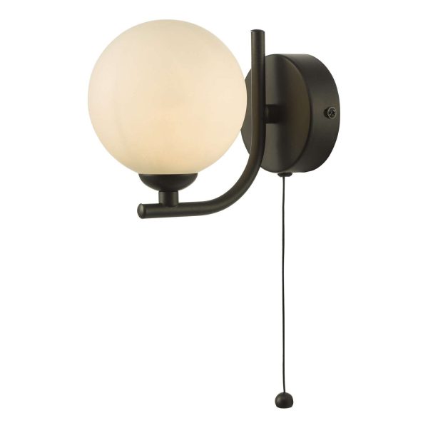 Cradle 1 Light Wall Light Matt Black Opal Glass - Image 3