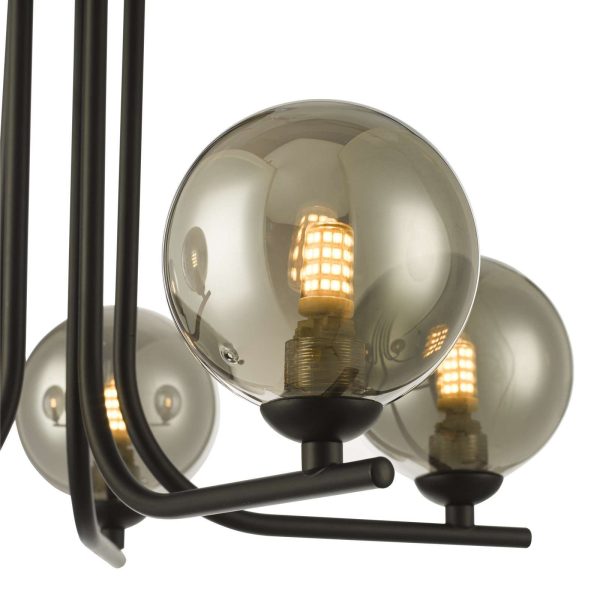 Cradle 5 Light Semi Flush Matt Black Smoked Glass - Image 3