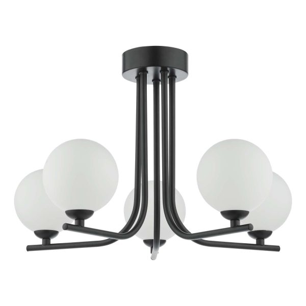 Cradle 5 Light Semi Flush Matt Black Opal Glass - Image 2