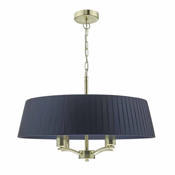 Cristin 4lt Pendant Satin Brass C/W Navy Ribbon Shade - Image 5