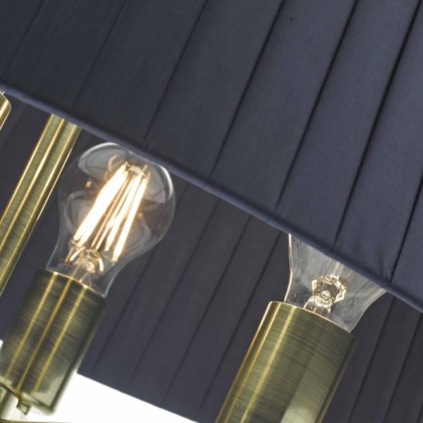 Cristin 4lt Pendant Satin Brass C/W Navy Ribbon Shade - Image 4