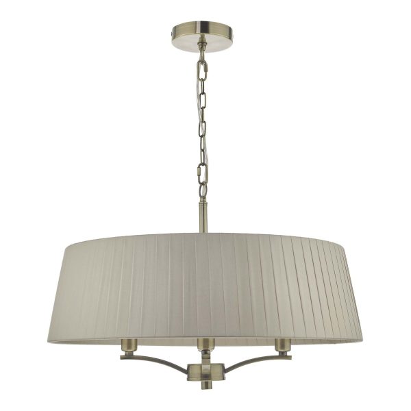 Cristin 4 Light Pendant Antique Brass With Taupe Ribbon Shade - Image 2