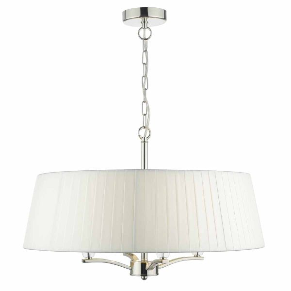 Cristin 4lt Pendant Polished Nickel C/W Ivory Ribbon Shade - Image 3