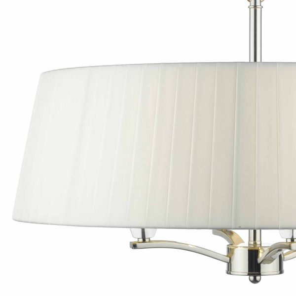 Cristin 4lt Pendant Polished Nickel C/W Ivory Ribbon Shade - Image 2