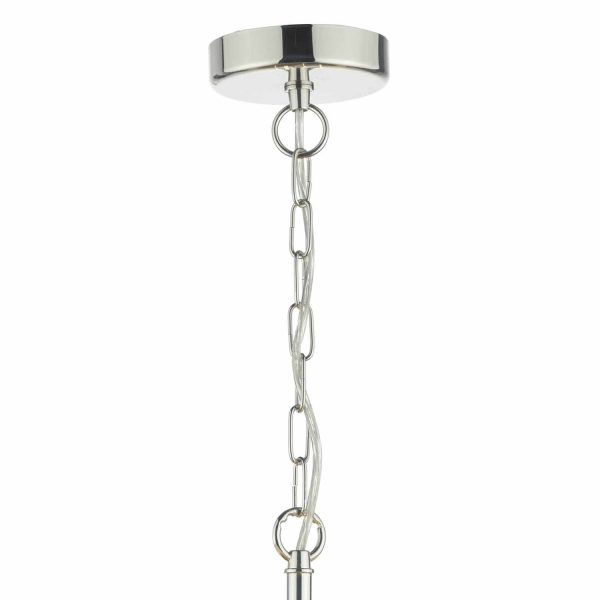 Cristin 4lt Pendant Polished Nickel C/W Ivory Ribbon Shade