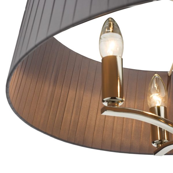 Cristin 4 Light Pendant Polished Nickel with Grey Ribbon Shade - Image 5