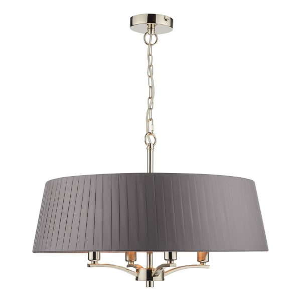 Cristin 4 Light Pendant Polished Nickel with Grey Ribbon Shade - Image 7