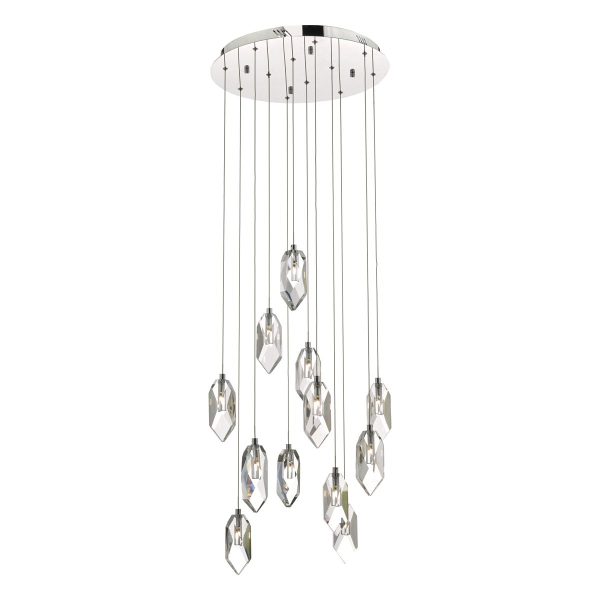 Crystal 12lt Cluster Pendant Polished Chrome & Crystal