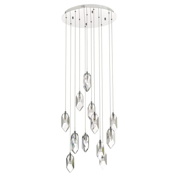 Crystal 12lt Cluster Pendant Polished Chrome & Crystal - Image 2