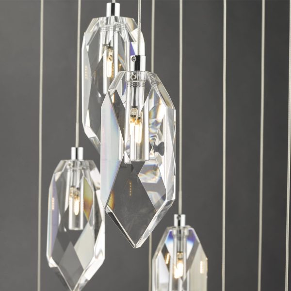 Crystal 12lt Cluster Pendant Polished Chrome & Crystal - Image 5