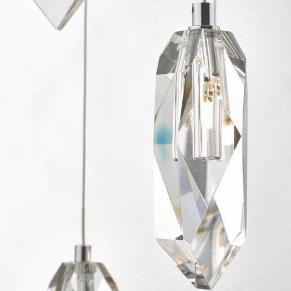 Crystal 12lt Cluster Pendant Polished Chrome & Crystal - Image 7