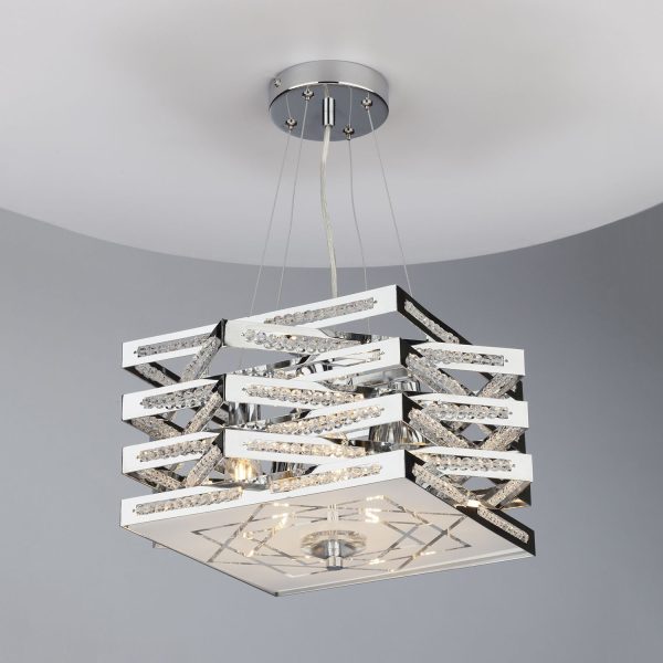 Cube 5 Light Pendant Polished Chrome - Image 5