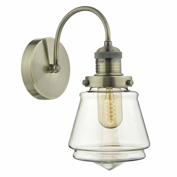 Curtis Wall Light Antique Brass & Champagne Glass - Image 4