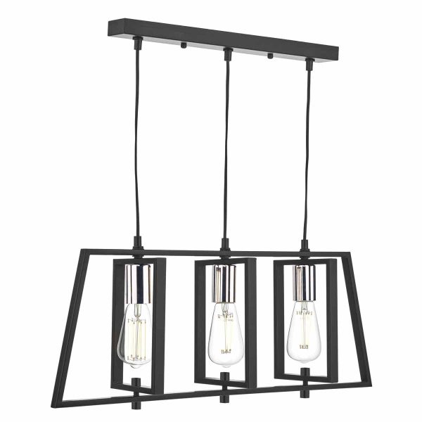 Dax 3lt Bar Pendant Black & Polished Chrome - Image 3