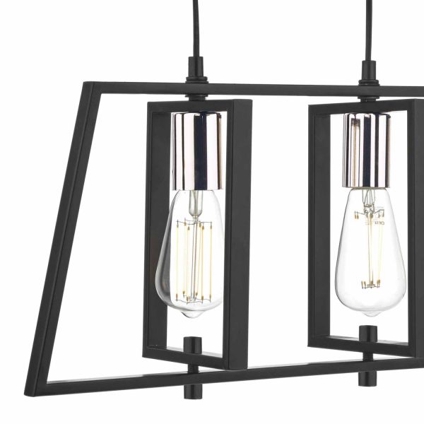 Dax 3lt Bar Pendant Black & Polished Chrome - Image 2