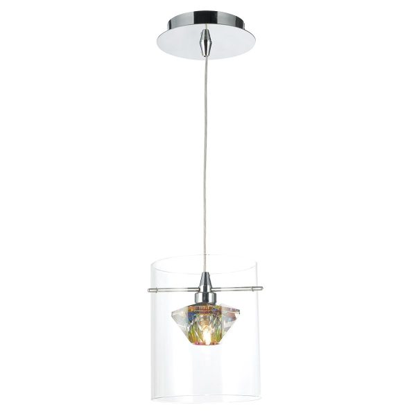 Decade 1 Light Pendant Polished Chrome/Clear - Image 3