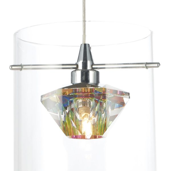 Decade 1 Light Pendant Polished Chrome/Clear - Image 2