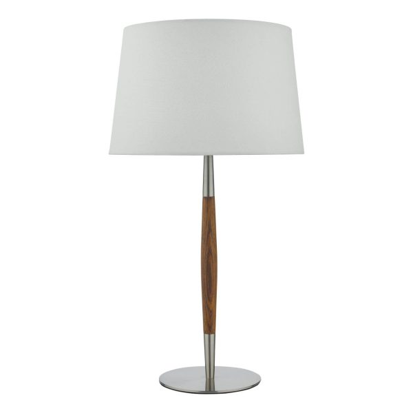 Detroit Table Lamp Satin Nickel Walnut Detail With Shade - Image 2