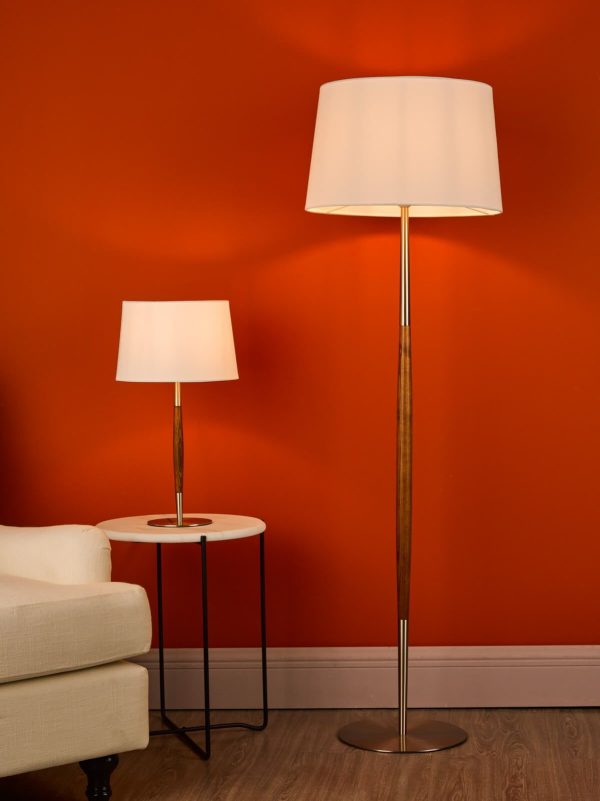 Detroit Table Lamp Satin Nickel Walnut Detail With Shade - Image 5