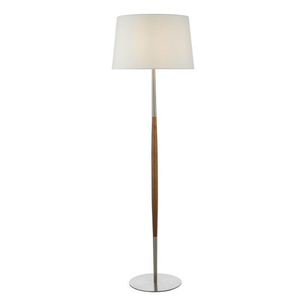 Detroit Floor Lamp Satin Nickel Walnut Detail With Shade