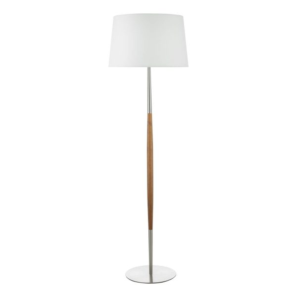 Detroit Floor Lamp Satin Nickel Walnut Detail With Shade - Image 2