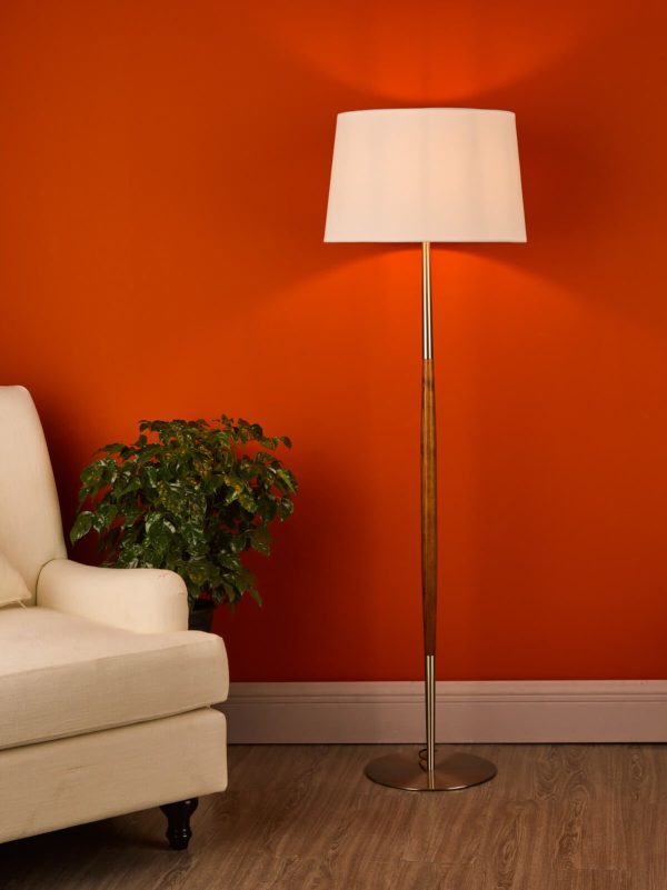 Detroit Floor Lamp Satin Nickel Walnut Detail With Shade - Image 5