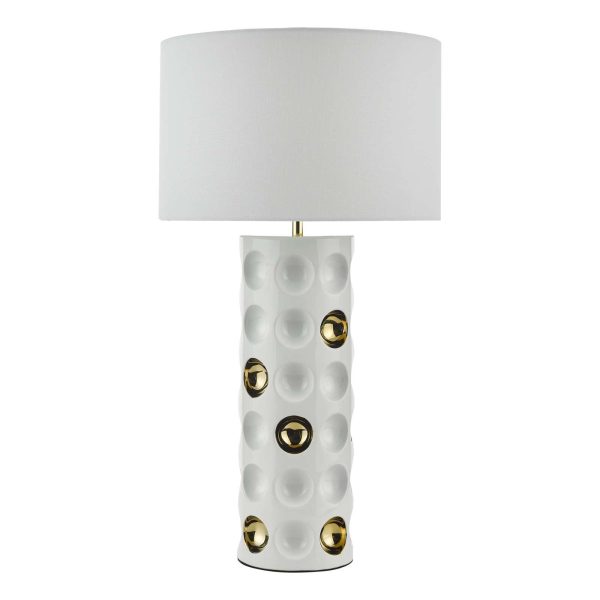 Dimple Table Lamp Gloss White Gold With Shade - Image 2