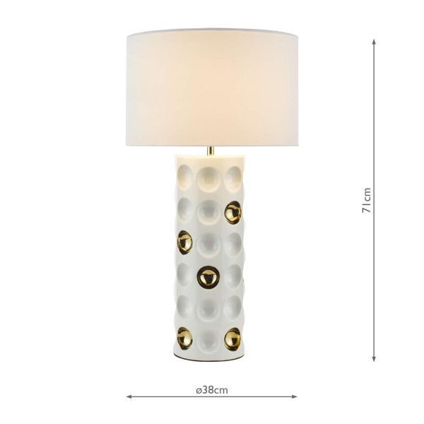 Dimple Table Lamp Gloss White Gold With Shade - Image 5