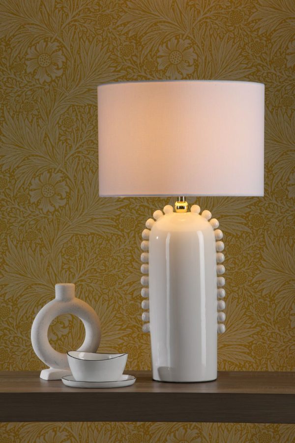 Dolce Table Lamp White Ceramic With Shade - Image 4