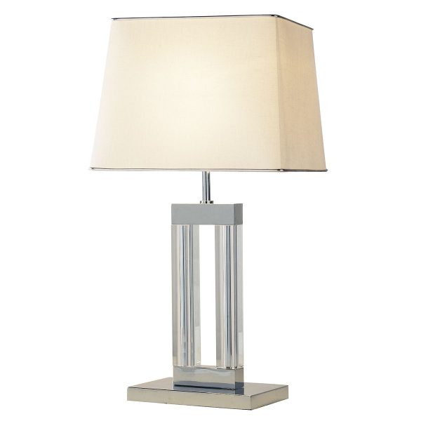 Domain Table Lamp Polished Chrome Glass With Shade - Image 3