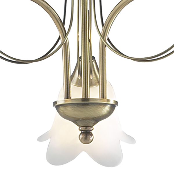 Doublet 3 Light Semi Flush Antique Brass complete with Alabaster Glass