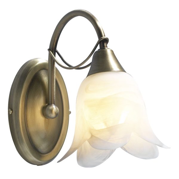 Doublet Wall Light Antique Brass Alabaster Glass