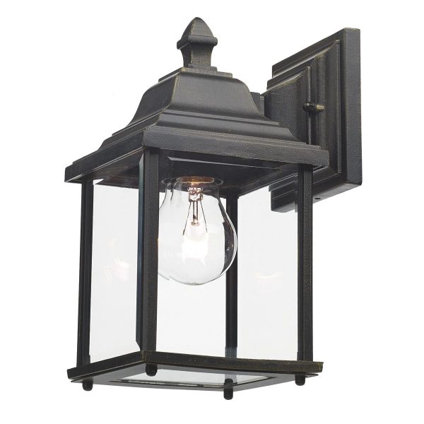 Doyle Wall Bracket Lantern Black Gold IP44 - Image 4