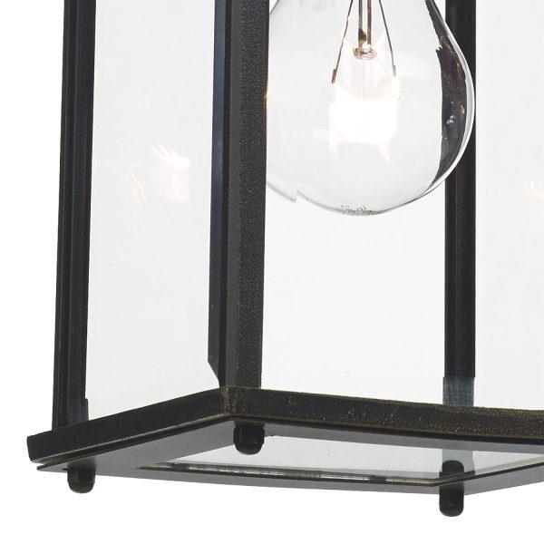 Doyle Wall Bracket Lantern Black Gold IP44 - Image 2