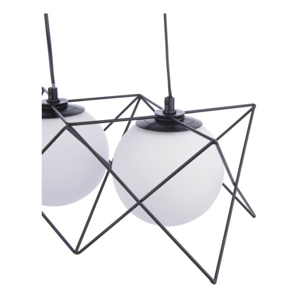 Dreyson 3 Light Bar Pendant Matt Black and Opal Glass - Image 3