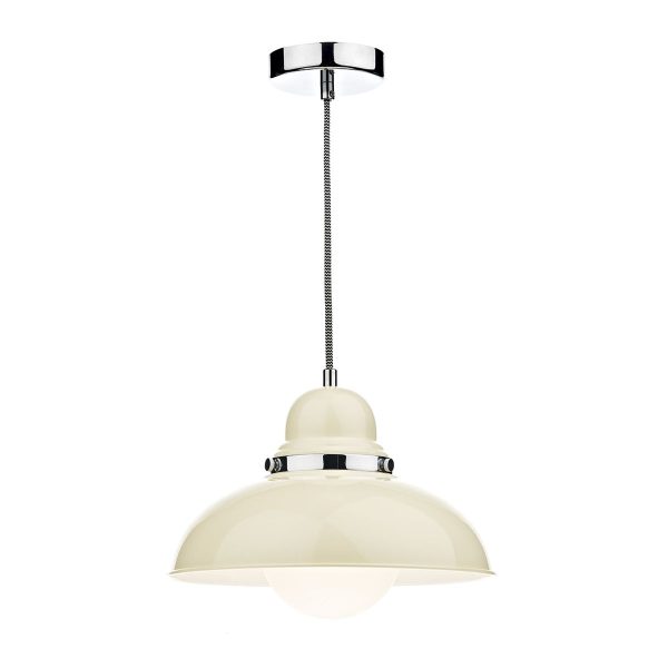 Dynamo 1 Light Pendant Cream and Polished Chrome - Image 4