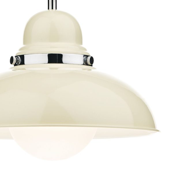 Dynamo 1 Light Pendant Cream and Polished Chrome